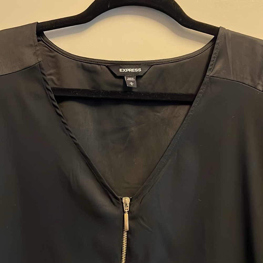 Express Zip-Front Satin Blouse - Picture 6 of 9